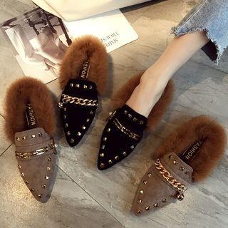 Faux Fur Studded Mules
