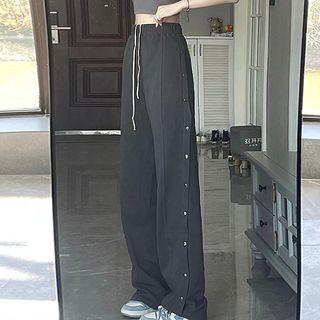 Side Breasted Wide-leg Sweatpants