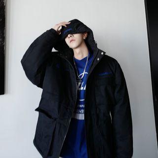 Loose-fit Multi-pocket Hooded Padded Coat