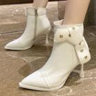Pointed Knot Detail High Heel Ankle Boots