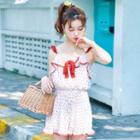 Spaghetti Strap Heart Print Playsuit