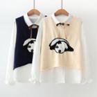Set: Panda Knit Vest + Shirt