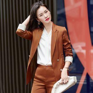 Double Breasted Plain Blazer / Dress Pants / Blouse