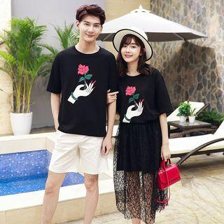 Couple Matching Floral Short-sleeve T-shirt / Short-sleeve Dress