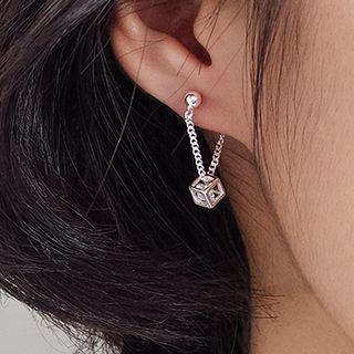 925 Sterling Silver Cubic Faux Crystal Dangle Earring 1 Pc - As Shown In Figure - One Size