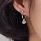 925 Sterling Silver Cubic Faux Crystal Dangle Earring 1 Pc - As Shown In Figure - One Size
