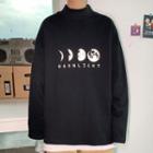 Moon Print Mock-neck Sweatshirt