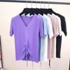 Knitted V-neck Short-sleeve Top