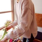 Brushed Fleece Lined Lace-trim Sweatshirt