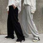 Drawstring Waist Slit-side Straight-cut Pants