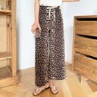 Drawstring-waist Leopard Pants