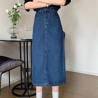 Midi Straight-cut Denim Skirt