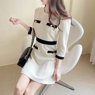 Piped Faux-pearl A-line Dress