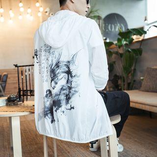 Printed Hooded Zip-up Light Jacket