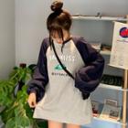 Balloon-sleeve Lettering Raglan T-shirt
