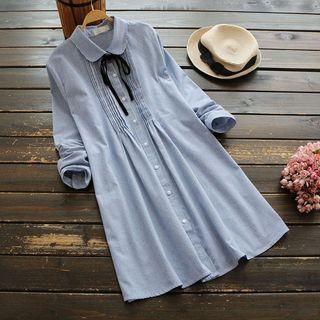 Striped Tie-neck Shirtdress