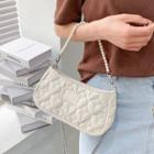 Faux Pearl Strap Quilted Shoulder Bag