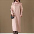 Turtleneck Fleece Long Pullover Dress