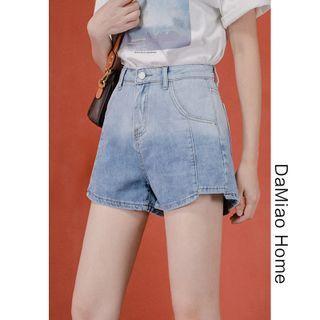 Patchwork Gradient Denim Shorts