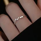 Star Rhinestone Chained Alloy Ring Silver - One Size