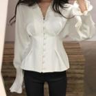 Buttoned Long-sleeve Blouse
