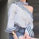 Striped Cut-out Blouse Stripes - One Size