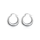 Fashion Round Crescent Earrings Silver - One Size