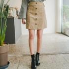Button-trim Corduroy Skirt