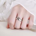S925 Sterling Silver Open Ring Ring - 2 Layer - Silver - One Size