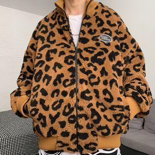Logo Embroidered Fleece-line Zip Jacket
