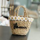 Flower Appliqu  Basket Bag Beige - One Size