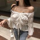 Drawstring 3/4-sleeve Chiffon Top