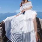 Off-shoulder Pleated Sundress