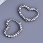 Beaded Heart Hoop Earring 1 Pc - Silver - One Size