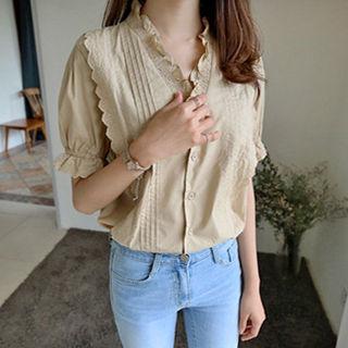 Frill-trim Laced Blouse