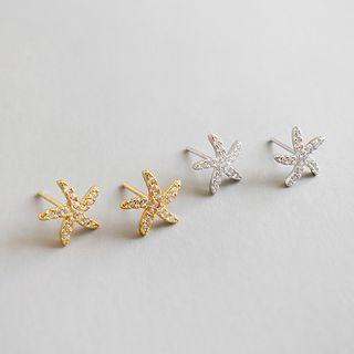 925 Sterling Silver Rhinestone Starfish Earring