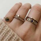 Set Of 5 : Moon / Star / Lettering Alloy Ring (assorted Designs) A Type - Set Of 5 - Gold - One Size