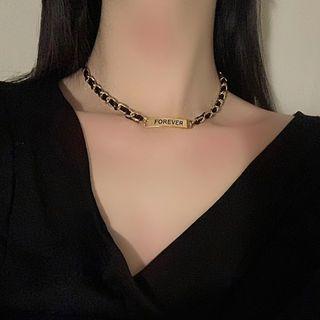 Lettering Alloy Choker Gold & Black - One Size