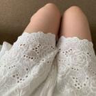 Lace High Waist Elastic Waist Shorts Off-white - One Size