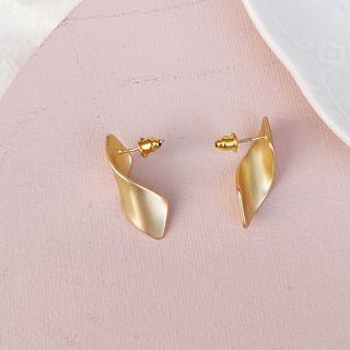 Wavy Ear Stud 1 Pair - S925 Silver - Curved - Earrings - One Size