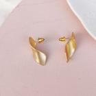 Wavy Ear Stud 1 Pair - S925 Silver - Curved - Earrings - One Size