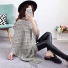 Fringed Cape-sleeve Knit Top