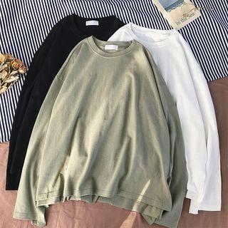 Plain Round-neck Long-sleeve Sweatshirt