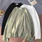 Plain Round-neck Long-sleeve Sweatshirt