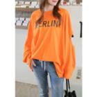 Cutout-sleeve Lettering Pullover