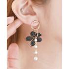 Faux-pearl Lace-flower Dangle Earrings