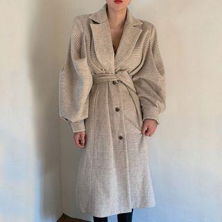 Plaid Midi Single-breasted Coat As Shown In Figure - One Size