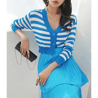 V-neck Stripe Crop Cardigan