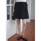 Pleated Mini A-line Skirt Black - One Size