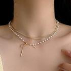 Faux Pearl Layered Choker Necklace Necklace - One Size
